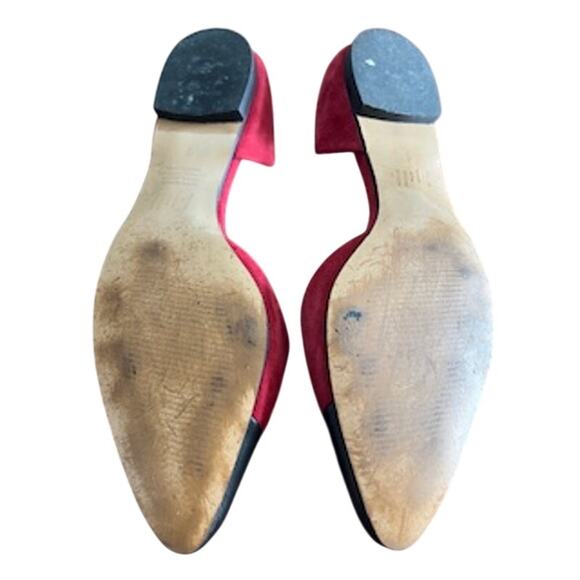 J. Jill Women's sz 9M Gray Black & Garnet Red Suede Pointed Toe D'Orsay Flats - Picture 8 of 11